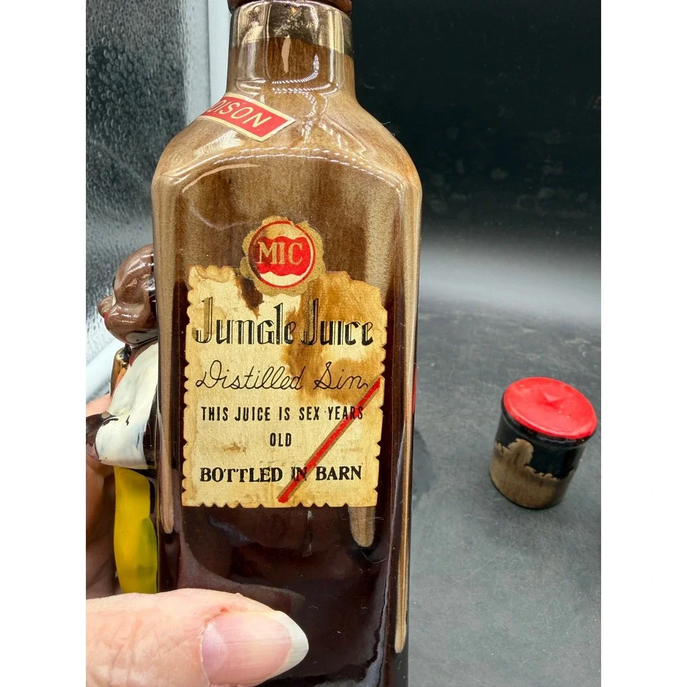 Vintage Ceramic Decanter Set Name Yer Poison Jungle Juice Japan Barware 4pc